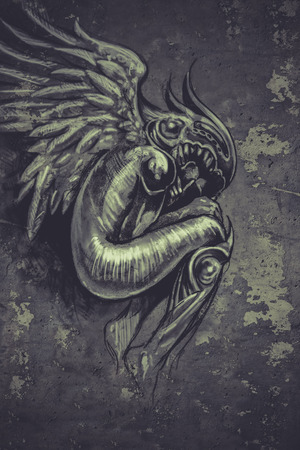 Tattoo art illustration, angel with violinの写真素材