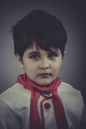 child dress funny chef, cooking utensilsの写真素材