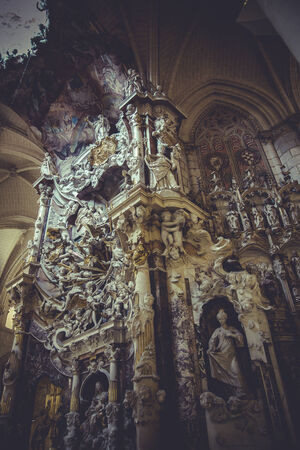 tourism, high altar of the Cathedral of Toledo, gothic style sculptures churregescoのeditorial素材