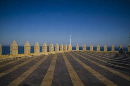 gardens, peniscola village views from the of Papa Luna, Valencia Espanaのeditorial素材