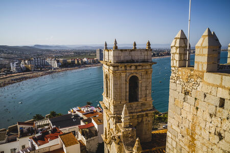 peniscola village views from the castle of Papa Luna, Valencia Espanaのeditorial素材