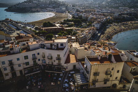 peniscola village views from the castle of Papa Luna, Valencia Espanaのeditorial素材