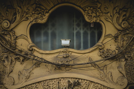 art nouveau style window, tipical architecture of the Spanish city of Valenciaの写真素材
