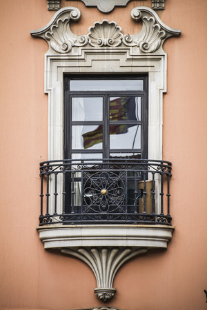 old window, Spanish city of Valencia, Mediterranean architectureのeditorial素材