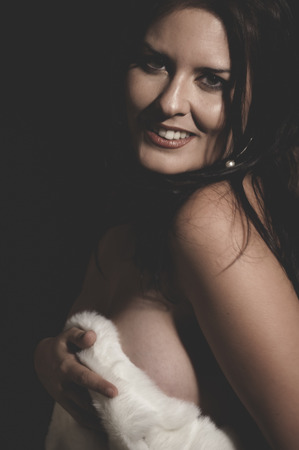 sexy business woman, beautiful young sexy white shirtの写真素材