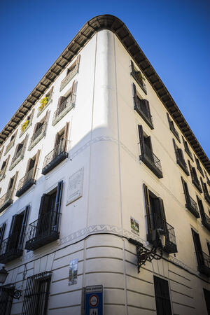 oldest street in the capital of Spain, the city of Madrid, its architecture and artの写真素材