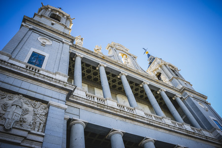 Main facade, Almudena Cathedral, located in the area of the Habsburgs, classical architectureの写真素材