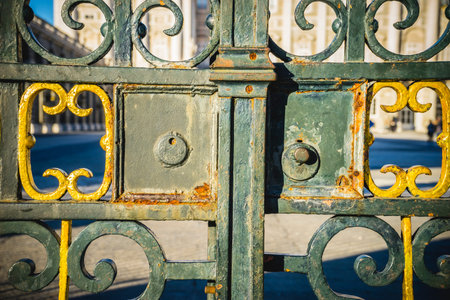 Iron gate, Royal Palace of Madrid, located in the area of the Habsburgs, classical architectureのeditorial素材