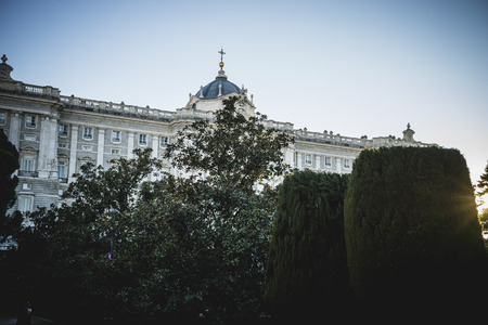 Sabatini Gardens in the Royal Palace in Madrid, classical architectureのeditorial素材