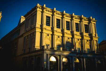 oldest street in the capital of Spain, the city of Madrid, its architecture and artの写真素材