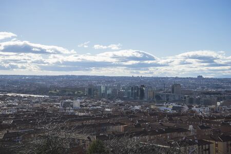 Madrid skyline, views from Tio Pio Parkの写真素材