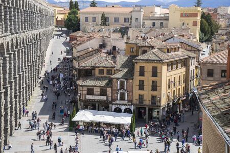 aerial views of the Spanish city of Segovia. Ancient Roman and medieval cityのeditorial素材