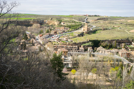 aerial views of the Spanish city of Segovia. Ancient Roman and medieval cityのeditorial素材