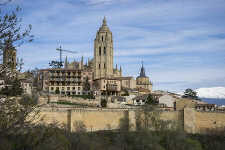 Cathedral, aerial views of the Spanish city of Segovia. Ancient Roman and medieval cityのeditorial素材