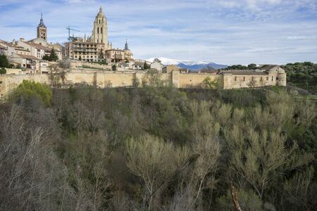 Cathedral, aerial views of the Spanish city of Segovia. Ancient Roman and medieval cityのeditorial素材
