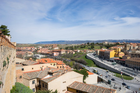 aerial views of the Spanish city of Segovia. Ancient Roman and medieval city