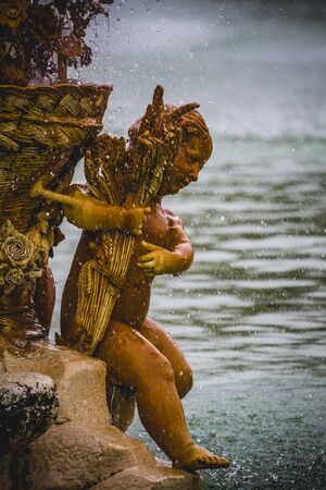 classical sources of water in the royal gardens of Aranjuez, Spainの写真素材