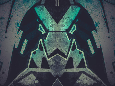 geometric shapes painted on an old concrete wall