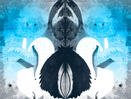 geometric shapes painted on an old concrete wallの写真素材