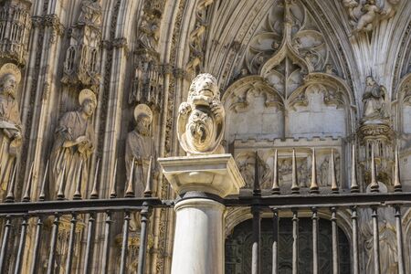 Tourism, majestic facade of the cathedral of Toledo in Spain, beautiful churchの写真素材