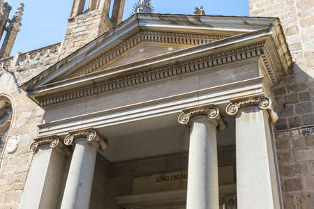 majestic facade of the cathedral of Toledo in Spain, beautiful churchの写真素材