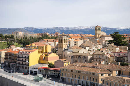 aerial views of the Spanish city of Segovia. Ancient Roman and medieval cityのeditorial素材
