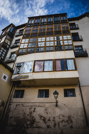 Traditional architecture with balconies and old windows, city of Segovia in Spainのeditorial素材