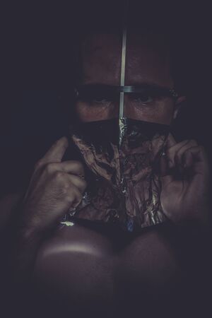 surrealism, concept of mental disorder, schizophrenia and depressionの写真素材