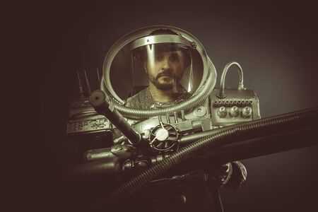 Craft, spaceman with plasma gun and helmet glassの写真素材
