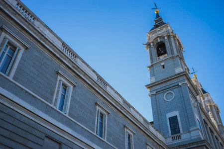 Bell tower, Almudena Cathedral, located in the area of the Habsburgs, classical architectureのeditorial素材