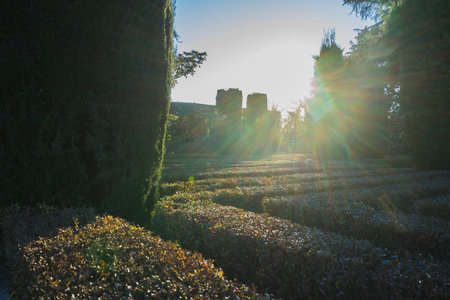 Sabatini Gardens in the Royal Palace in Madrid, classical architectureのeditorial素材
