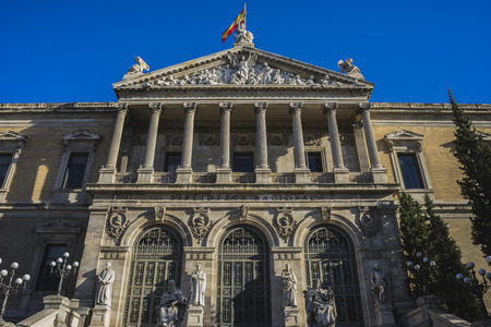 Main entrance, National Library of Madrid, Spain. architecture and artのeditorial素材