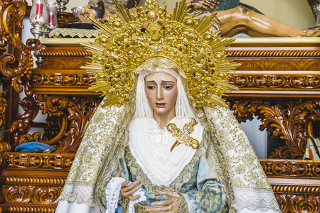 image of the Virgin Mary inside a church Marbella, Andalucia Spainのeditorial素材