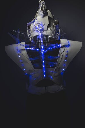 Blue LED lights armor made with plastics and lightweight materials.の写真素材
