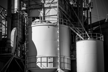 Refinery structure, pipelines and towers, heavy industry overviewの写真素材