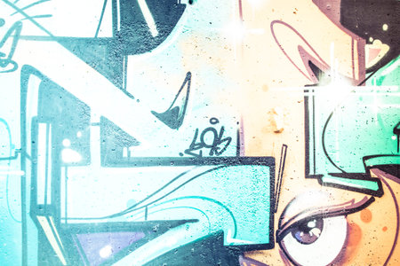 Colorful segment of a graffiti in Spain