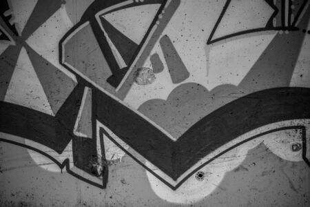 segment of a street art grafitti in black and white inkの写真素材