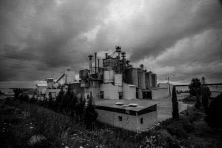 pollution, pipelines and towers, heavy industry overviewの写真素材