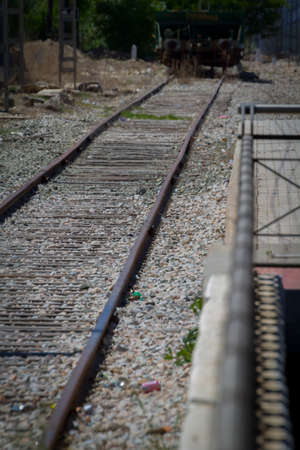 train rails, detail of railways in Spainの写真素材