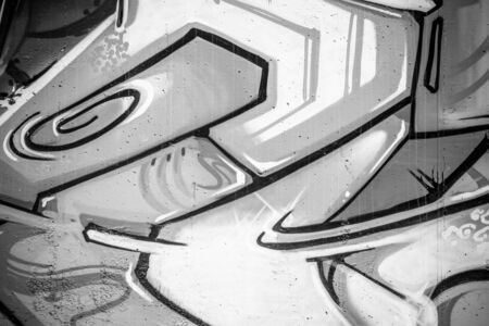 underground, a city wall with graffiti in black and white, urban artの写真素材