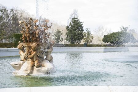 fountain of the goddess ceres parterre in the garden of the palace of Aranjuez in Spainのeditorial素材