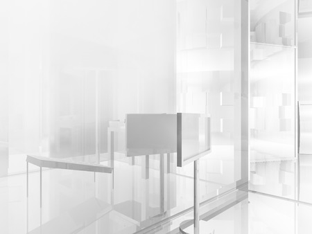 open space, clean room with shapes in 3d, business space, hospitals or art galleryの写真素材