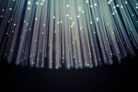 Fiber optics close-up, modern computer communication technologyの写真素材