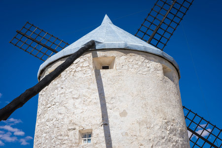 cereal mills mythical Castile in Spain, Don Quixote, Castilian landscape with very old architecture