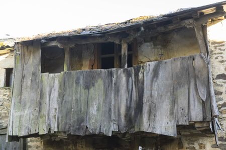 wood and stone houses in the province of Zamora in Spainの写真素材