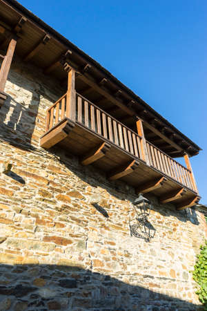 wood and stone houses in the province of Zamora in Spainの写真素材
