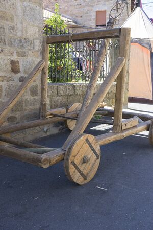 Military, wheel wooden utensil medieval siegeの写真素材