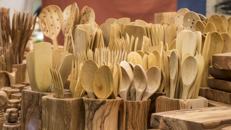 Cuisine, kitchen utensils made of wood handcrafted, healthy lifestyle and balancedの写真素材