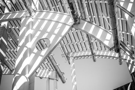 Forged steel structure, metal roof with metal bars and beamsの写真素材