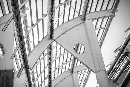 Forged steel structure, metal roof with metal bars and beamsの写真素材